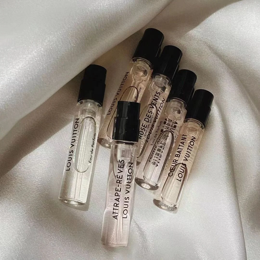 Custom private logo printing scent tester bottle 1.5ml 2ml 3ml mini black white sample perfume bottles