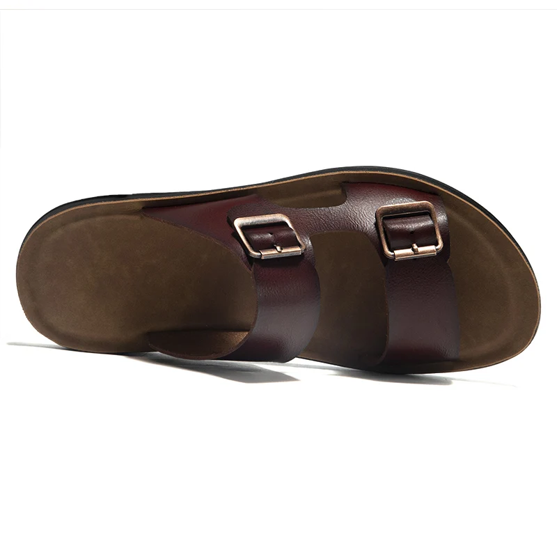 
Business casual flat bottomed designer Mens leather sandals genuine 
