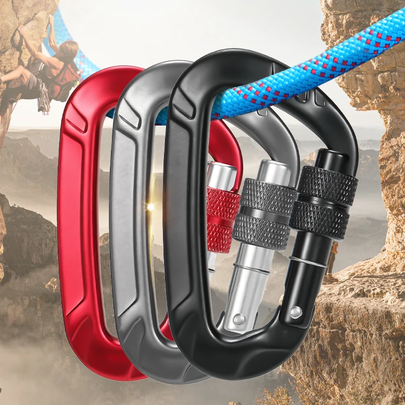 JRSGS 12kN Carabiner Aluminium Screw Locking Hammock Light Weight Clips Snap Hook Outdoor Camping S7803