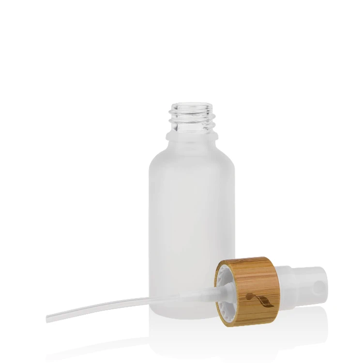 5ml 10ml 15ml 20ml 30ml 50ml 100ml Clear frosted essential oil bottle with bamboo sprayer cosmetic spray mist bottle