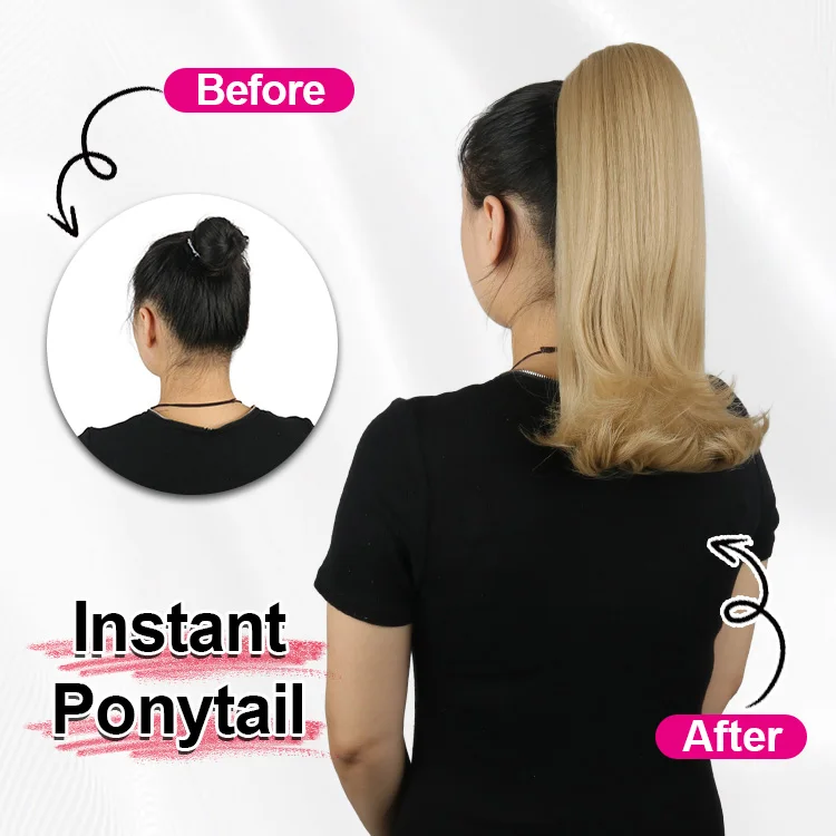 Julianna Wholesale High Temperature Fibre Heat Resistant Natural Curly Hairpiece Synthetic Extensions Hair Drawstring Ponytail