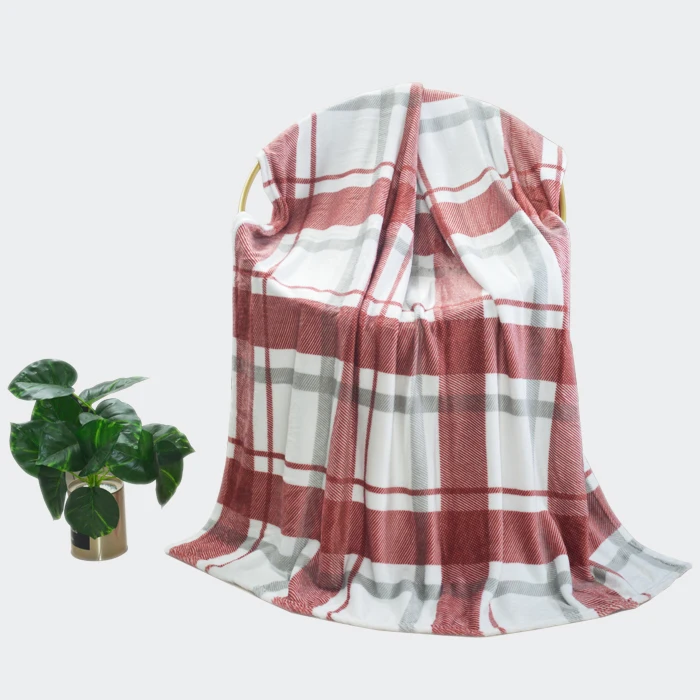 JHome OEM/ODM Plaid Flannel Throw Blanket