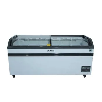 custom open top air combined sliding door island cabinet cooler refrigerator deep freezer for supermarket