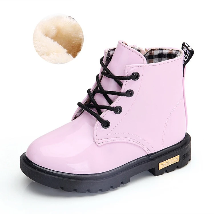 
Wholesale Cheap Winter Keep Warm Little Girl Kids Leather Boots Lace -Up Beautiful Colorful Baby Children Boots 