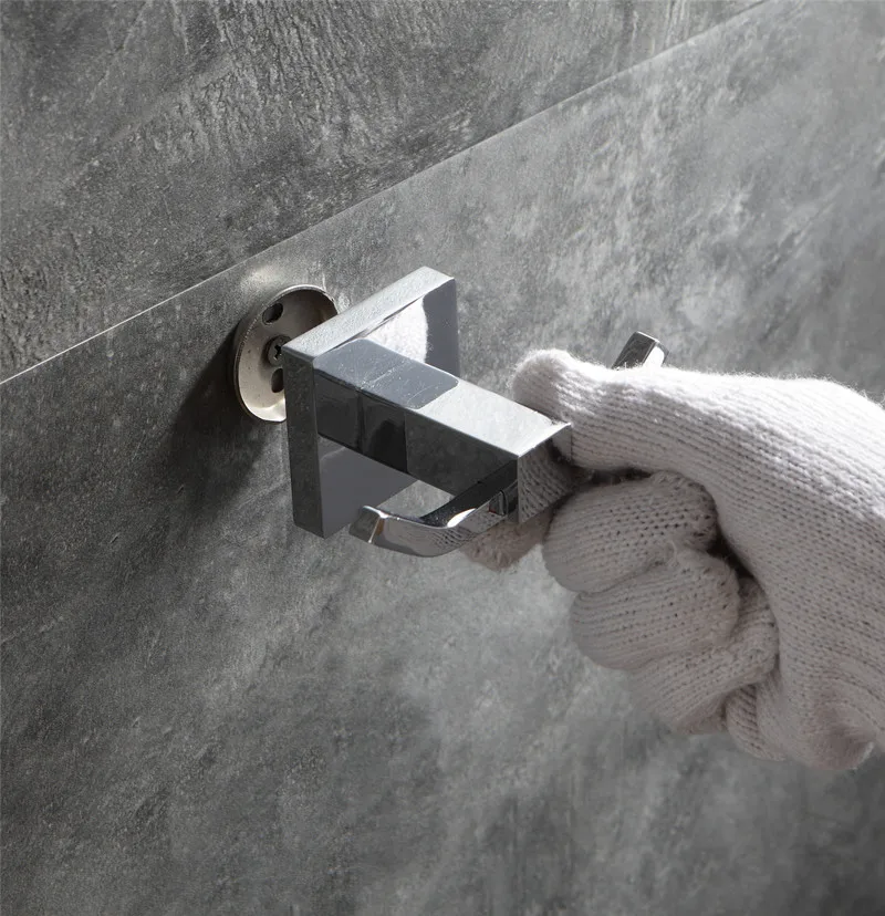 
Bathroom double sided wall hook metal towel hanging brass accessories set 