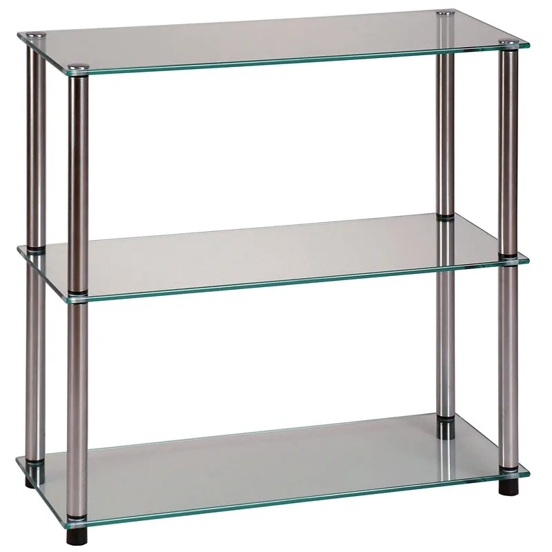 Tempered glass three-layer bookshelf modern tempered glass desk