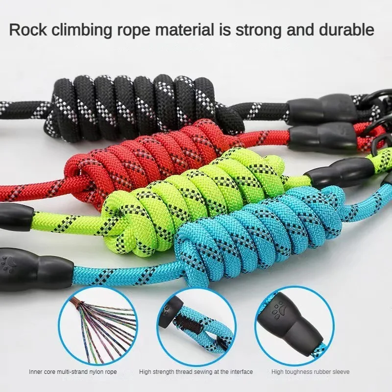 Factory wholesale foam handle nylon round rope dog leash dog chain collar pet dog leash