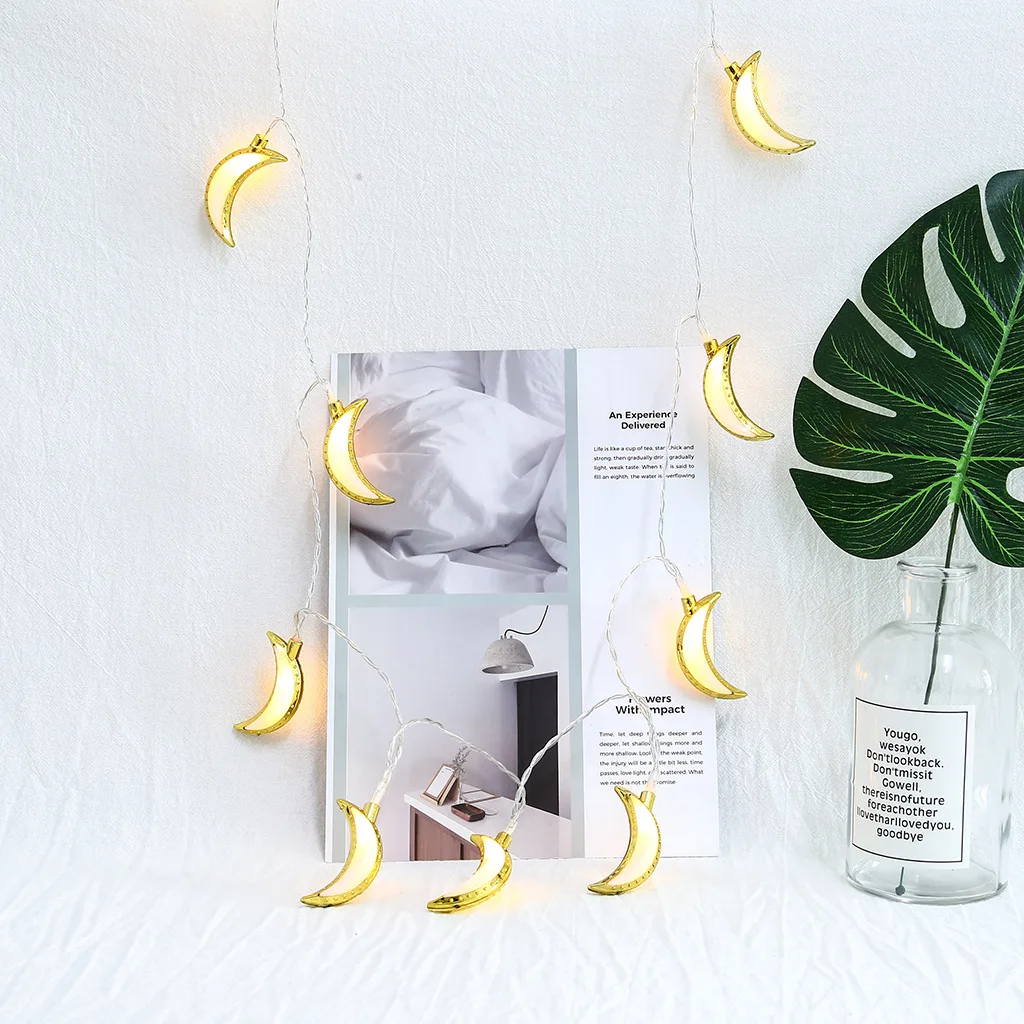 20 LEDS Muslim Moon String Lights Mubarak Islam Decorative Star Lights String Battery Ramadan Light