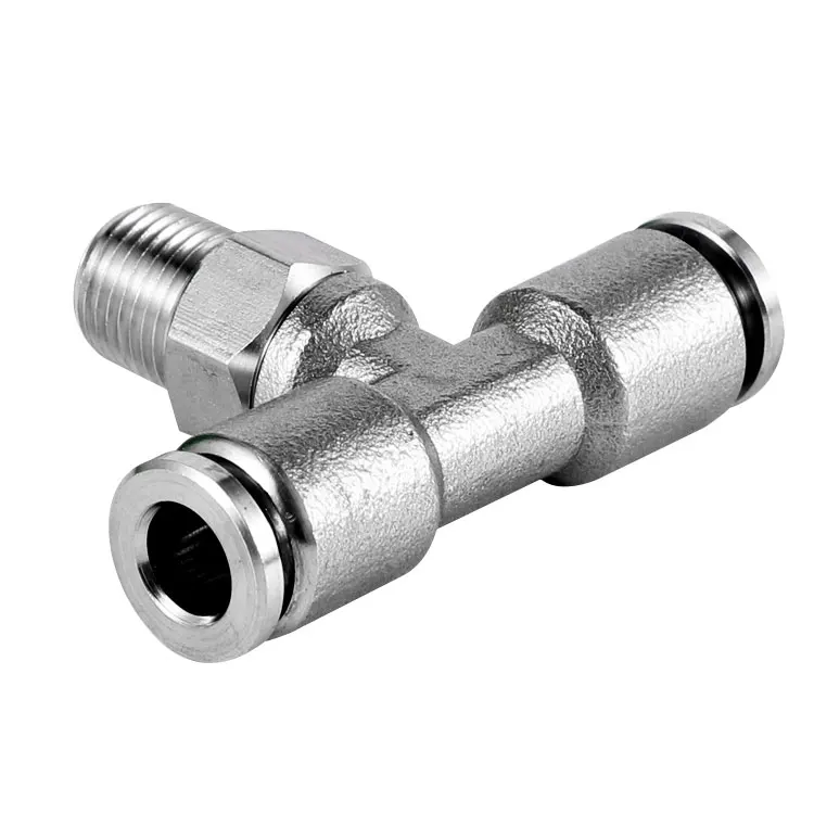 6mm threaded tee stainless steel pneumatic accessories pneumatic quick connector