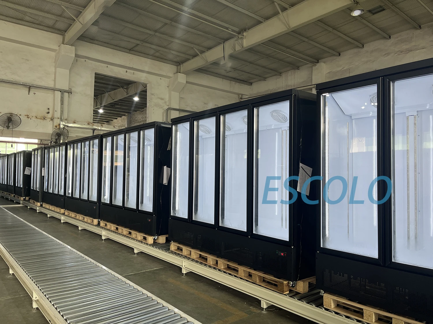 Commercial supermarket 4 doors vertical glass display cold drinks refrigerator and freezer
