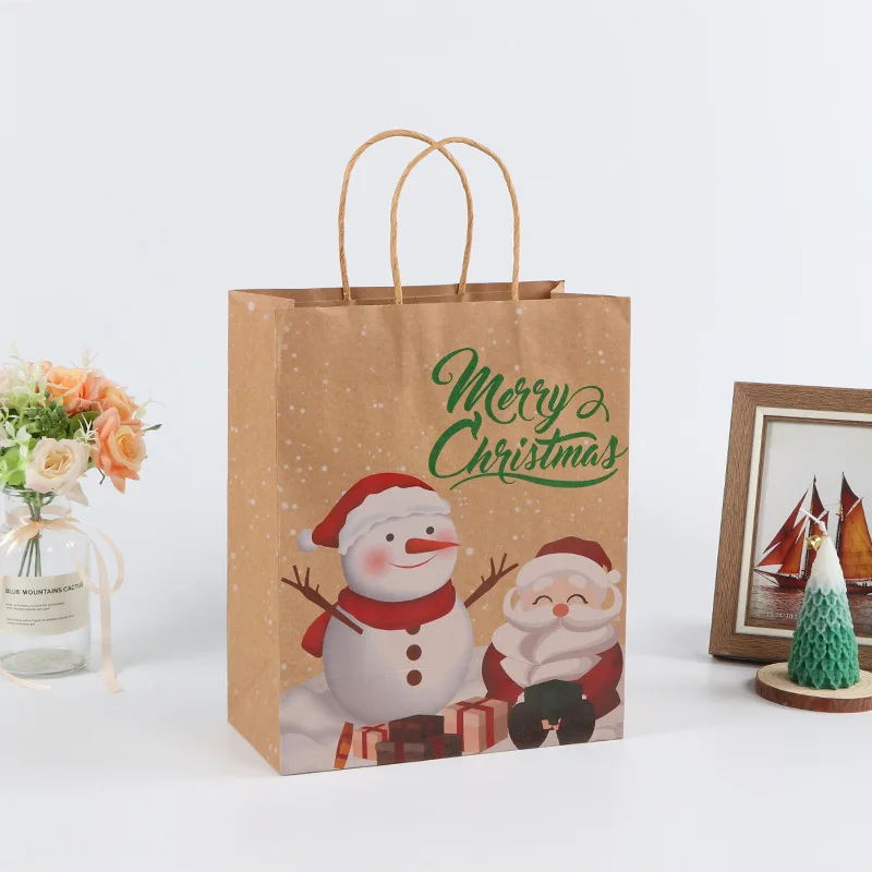 Wholesale popular new products best christmas gift paper bags bulk beautiful design candy packaging kraft bag for cloth shoes