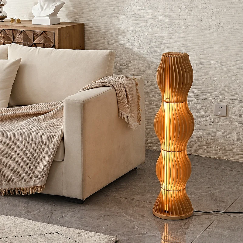 Modern Wooden flower vase Shade Standing Floor Lamp For Living Room Bedroom Sofa