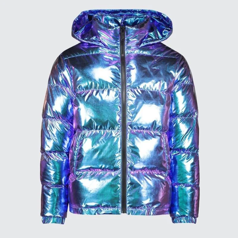 Bubble Unisex Custom Puffer Jacket With Hood Winter Shiny Casual Streetwear Oversized Winter Puffer Jacket Men