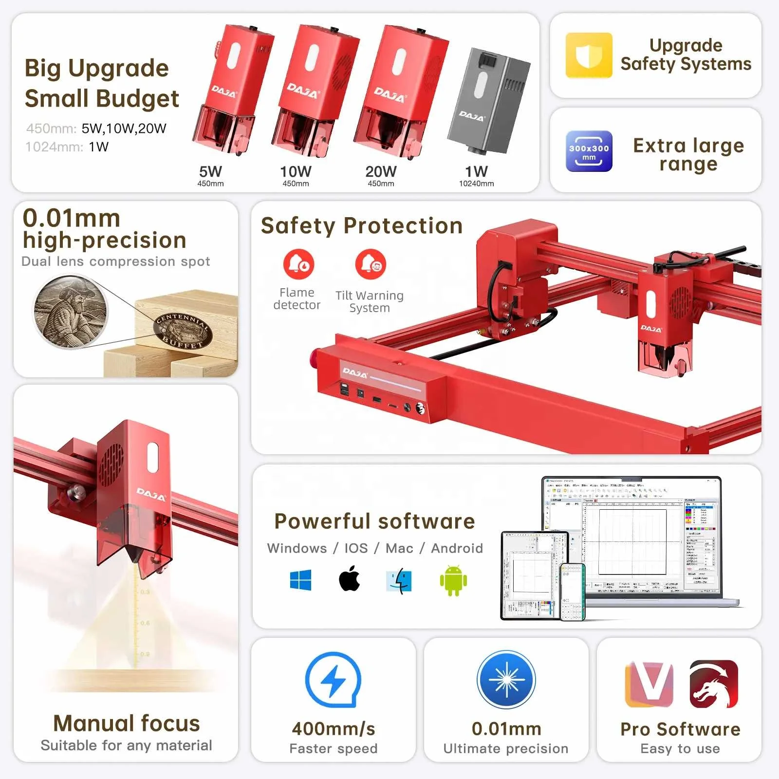 Laser Engraving Machine for Custom on Ceramic Glass and Leather Materials