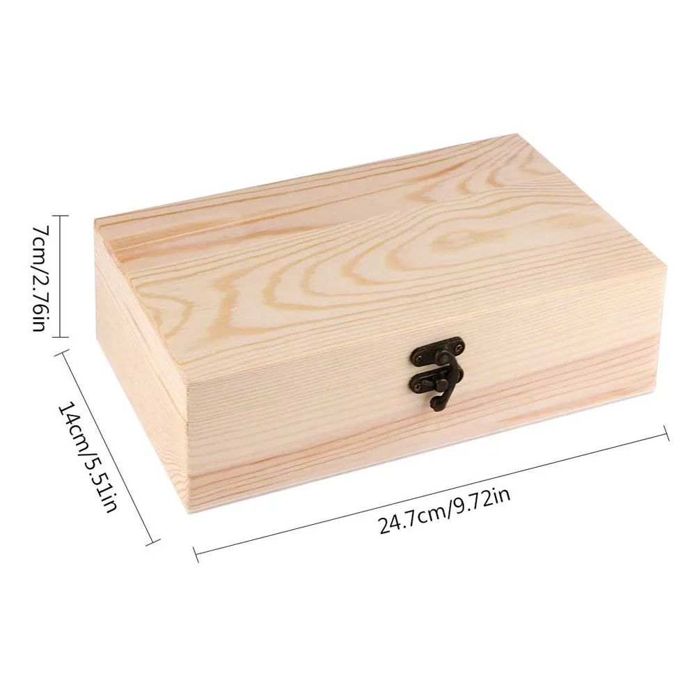 
Unfinished Wood with Clasp Gift Jewelry Photo Box 
