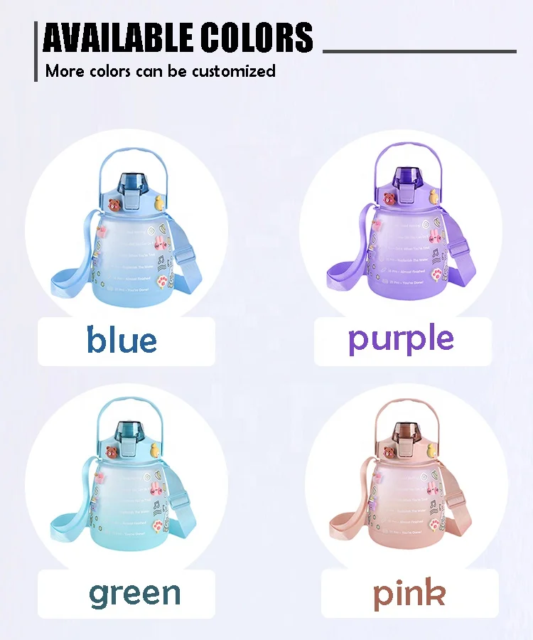 45Oz Kids Water Bottle With Sticker 1.3L Large Capacity Big Belly Water Bottles Tomatodos Kawaii For Children