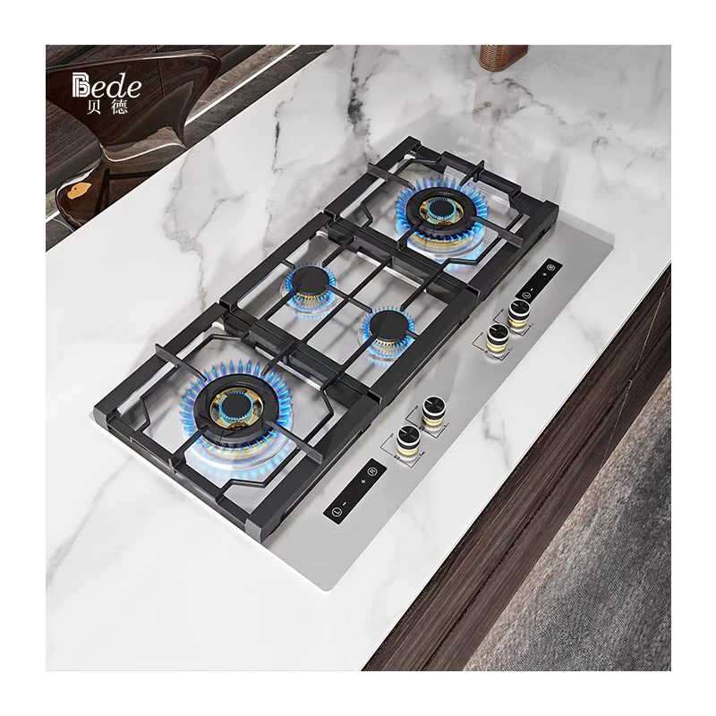 Cooktop 5 gas burner with gas stove is tempered glass kitchen surface built-in 5 burner gas hob cooker with induction
