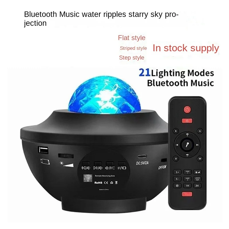 Star Projector Night Lightsbluetooth Laser Ambiance Light Water Ripple Ocean Usb Music Romantic  Night Light