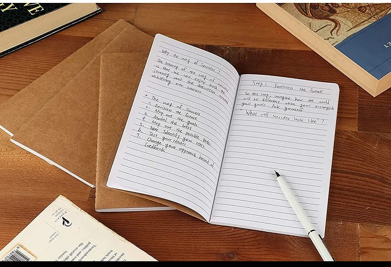 Promotional Wholesale Custom Sewing Binding Brown Lined School OEM Kraft Paper Notebook Printing a6 Student Exercise Book