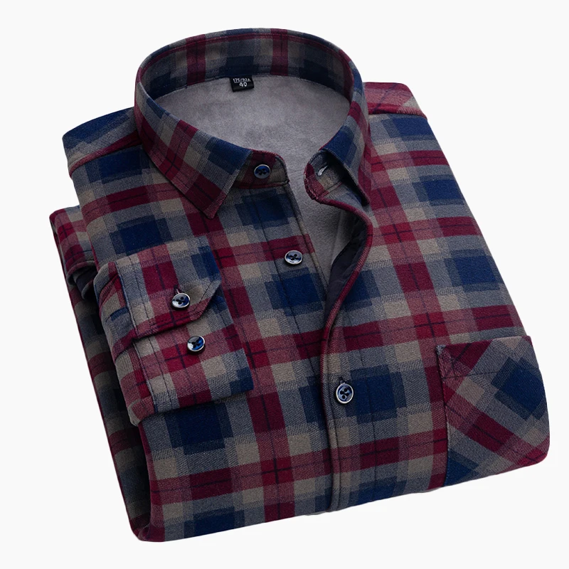 
hot selling latest check slim fit cotton business casual plus size long sleeve shirt for men 