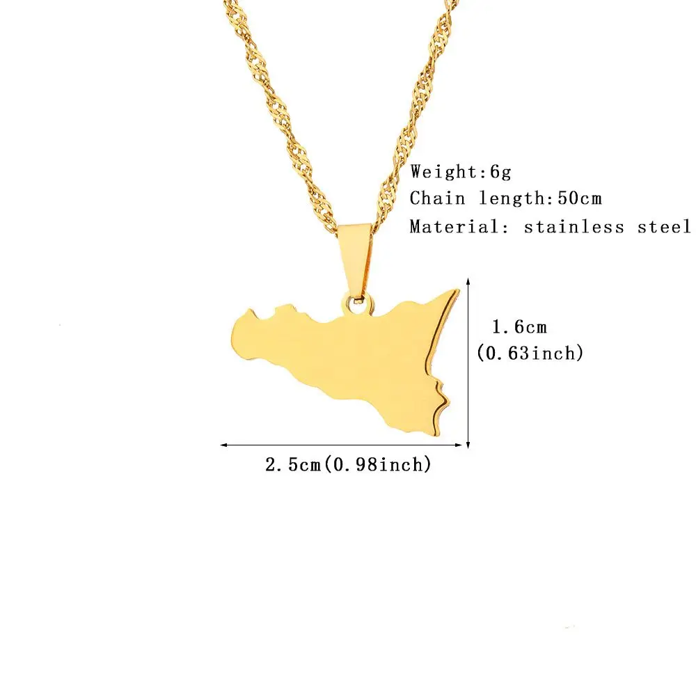 Wholesale Smooth surface Sicily Italy Region Stainless steel Pendant Necklaces Jewelry for Women Girls