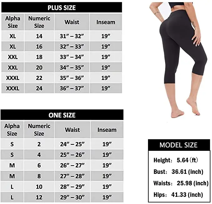 
Mid-Calf Super Soft High Waisted Sports Yoga Pants Push Up Plus Size Solid Carpi Leggings for Women 
