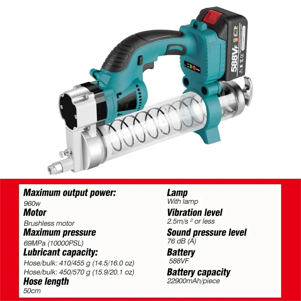 High Pressure Electric Grease Gun Oil Injector Fat Machine Hardware Car Maintenance Power Tools Set