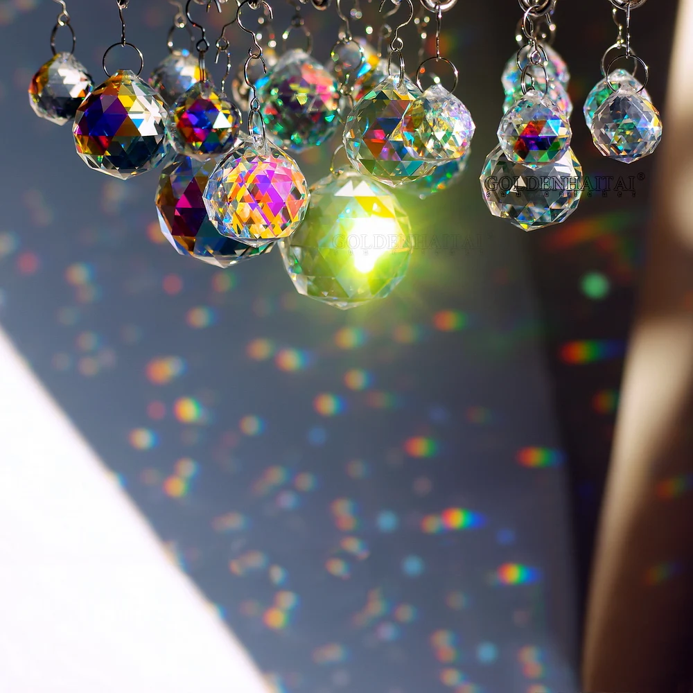 AB Crystal Ball 15.20.25.30.40mm  Chandelier lighting prisms Ball Suncatcher Hanging Pendant GOLDENHAITAI