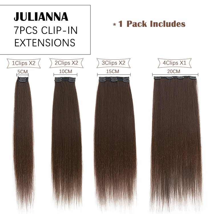 Julianna 24 дюйма 150 г зажим 7 шт. 16 зажимов Futura Fibre Kanekalon оптовая продажа синтетическая заколка для наращивания волос