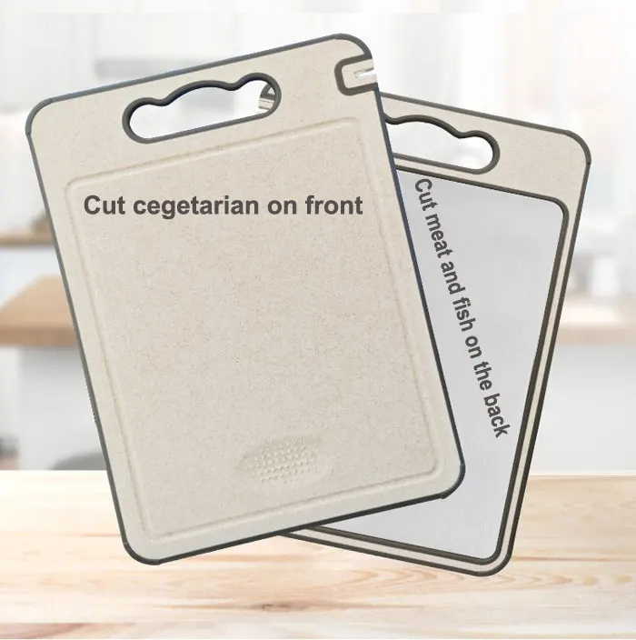 Kitchenware Double Sided Cutting Block Stainless Steel Plastic Chopping Board with Sharpener for Food Meat Vegetable Box Packed