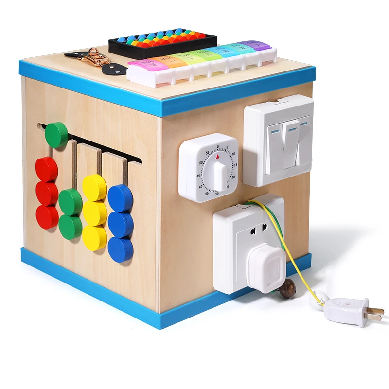 Wooden blocks busy board Multifunction Busy block remove fidget sensory toys Montessori Educational toys for kids