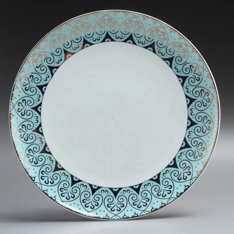 hot selling gold plated design new bone china dinner plates ceramic porcelain dinnerware set