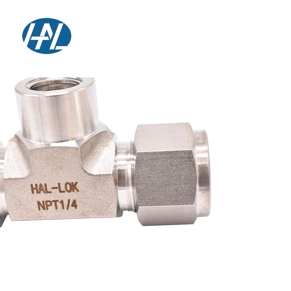 Swagelok Type Stainless Steel Double Ferrule Compression Tube Fittings Female Branch Tee NPT