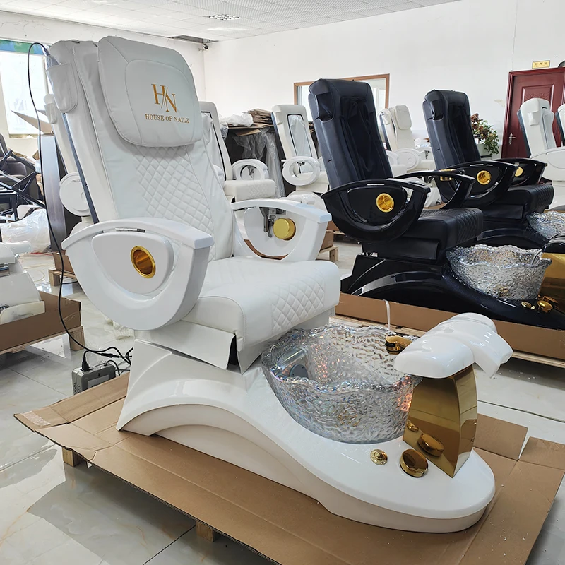Modern reclining nail salon spa manicure chair electric massage foot care pedicure chair with draining pump