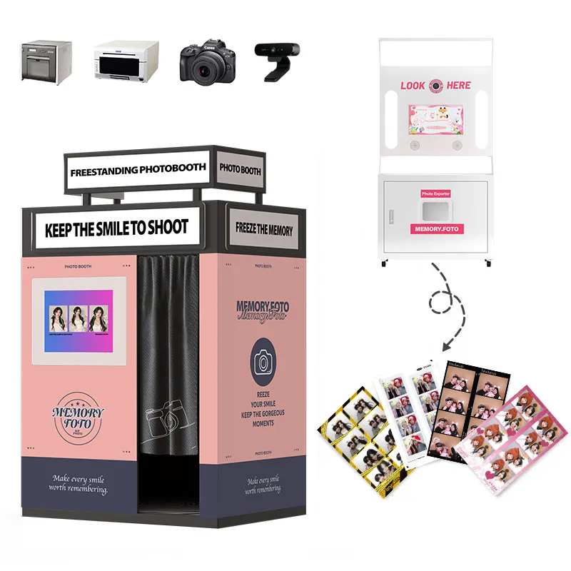 Factory Custom All-in-One Digital Photo Booth Machine With Printer Compatible Camera SLR-Custom Photobooth Vending