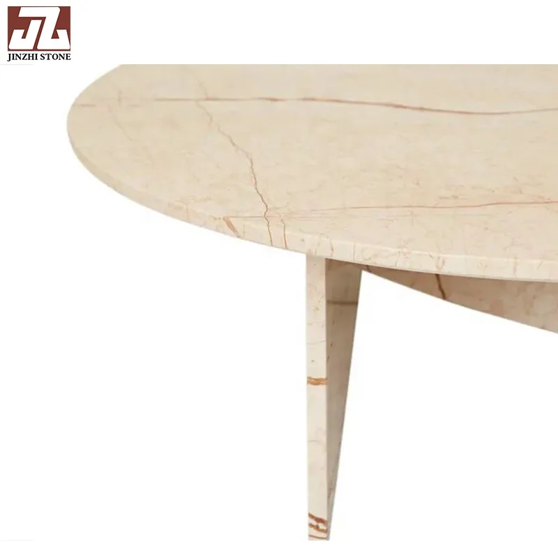 Natural stone calacatta white special shape dining table marble coffee table furniture travertine marble cafe table for home