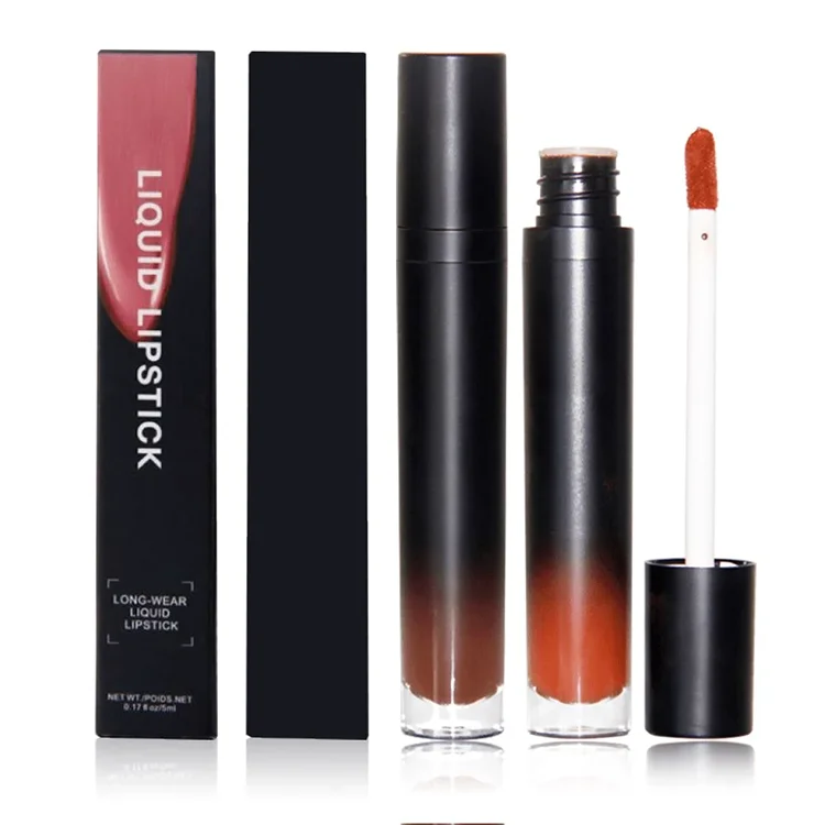 Low Moq Oem 12 Colors Gradient Round Tube Long Lasting Customized Logo Vegan Nude Liquid Private Label Matte Lip Stick Lipsticks