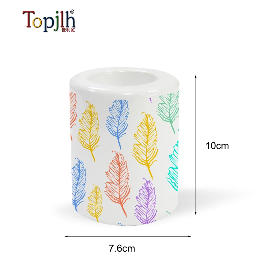 Sublimation blanks customized design white cylinder candle holder ceramic decoration candle containers