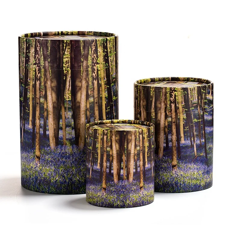 Cylinder paper packaging box biodegradable pet burial urns annd caskets scattering tube