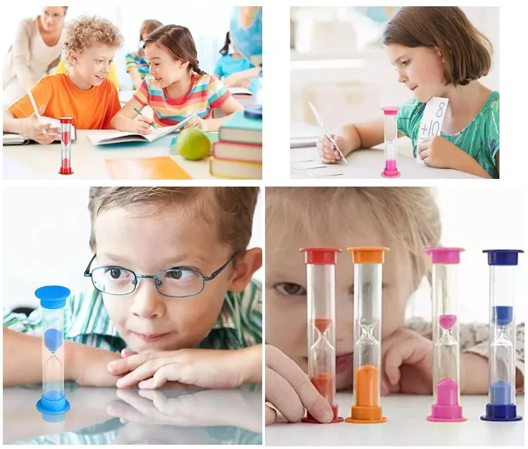 Customized Wholesale 1 2 3 4 5 minute colorful plastic sand timer hourglass for kids toy and board game sand clock