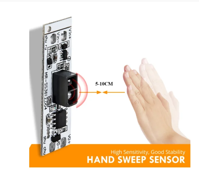 Finger Hand Sweep Sensor Smart Switch Module Short Distance Scan Sensor Motion Detector DC 12V 24V 3A Maximum 36W Light Switch