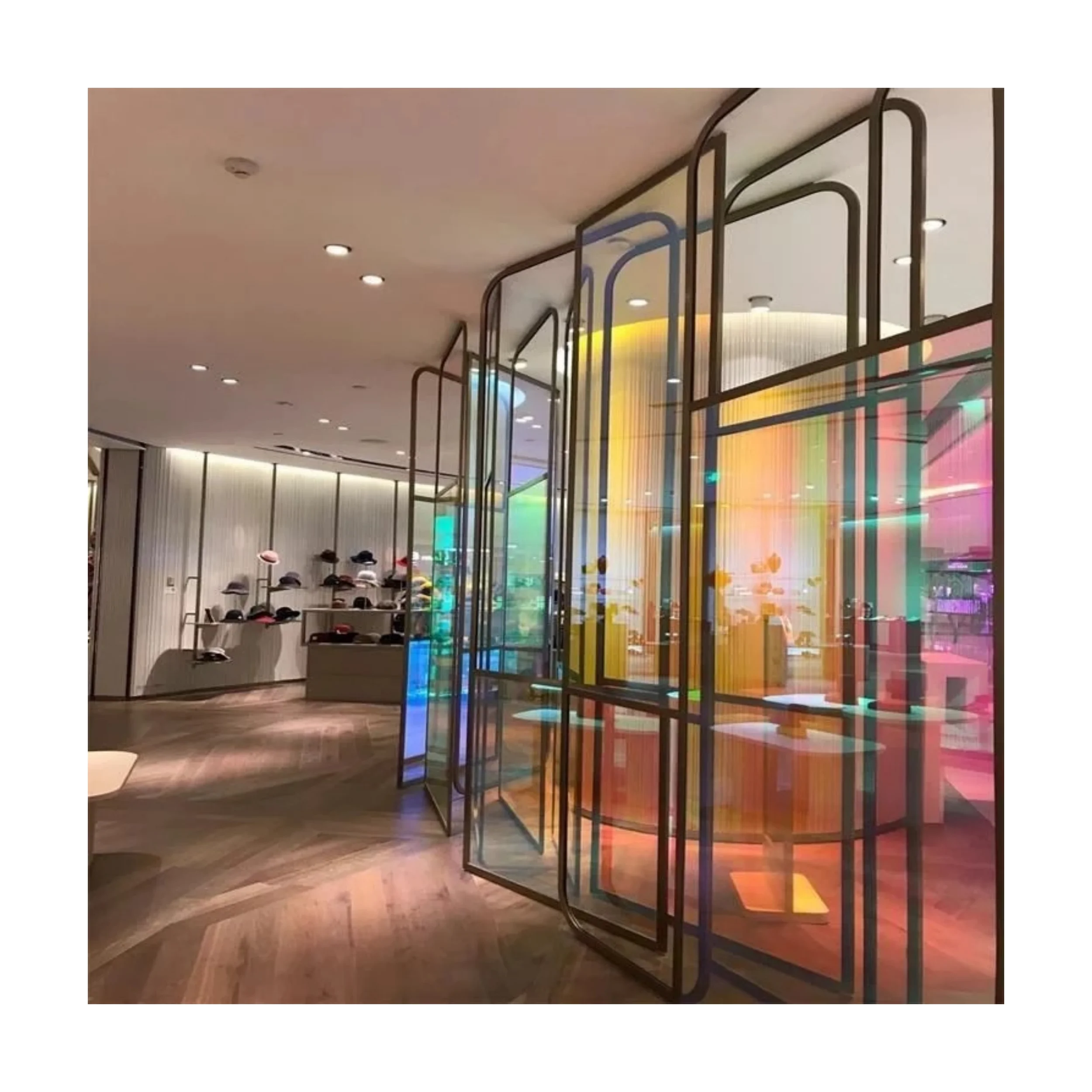 Simple Iridescent Coated Glass Decoration Glass Partition Tempered Tinted Colored Glass