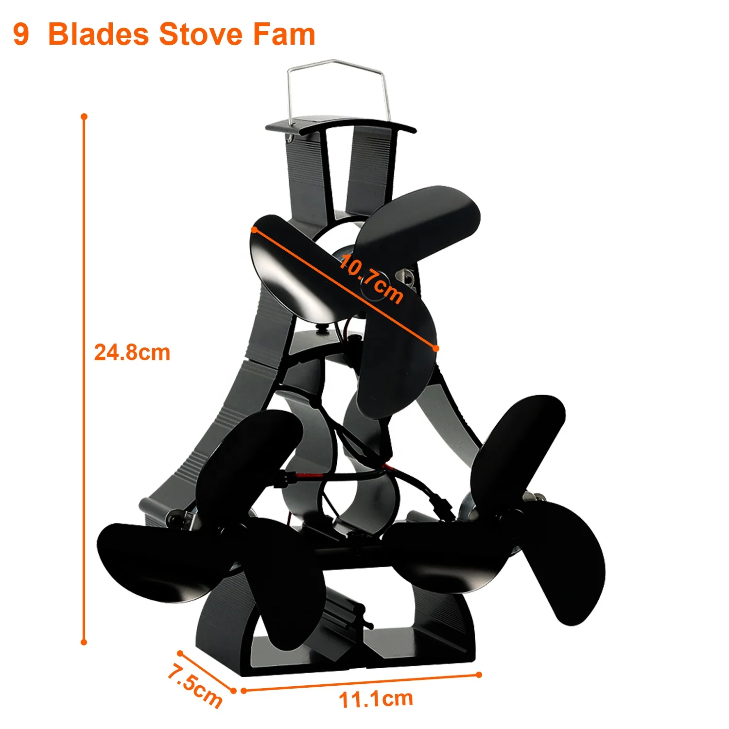 New design More Blades  Smart Eco Stove Fan Heat Powered Stove Top Fan For Wood Stove
