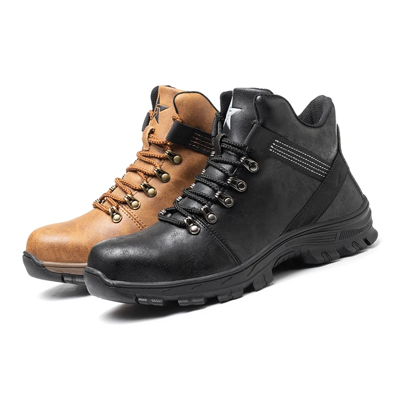 High Quality Safety Boots with steel toe and plate Casual work shoes Brown Color Cow Leather Goodyear Welt