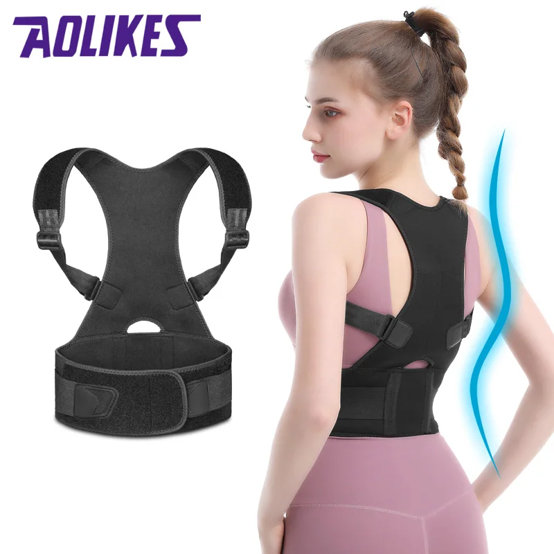 Aolikes Adjustable Neoprene Posture Corrector Brace Back Support Protection for Men and Women for Sports and Work
