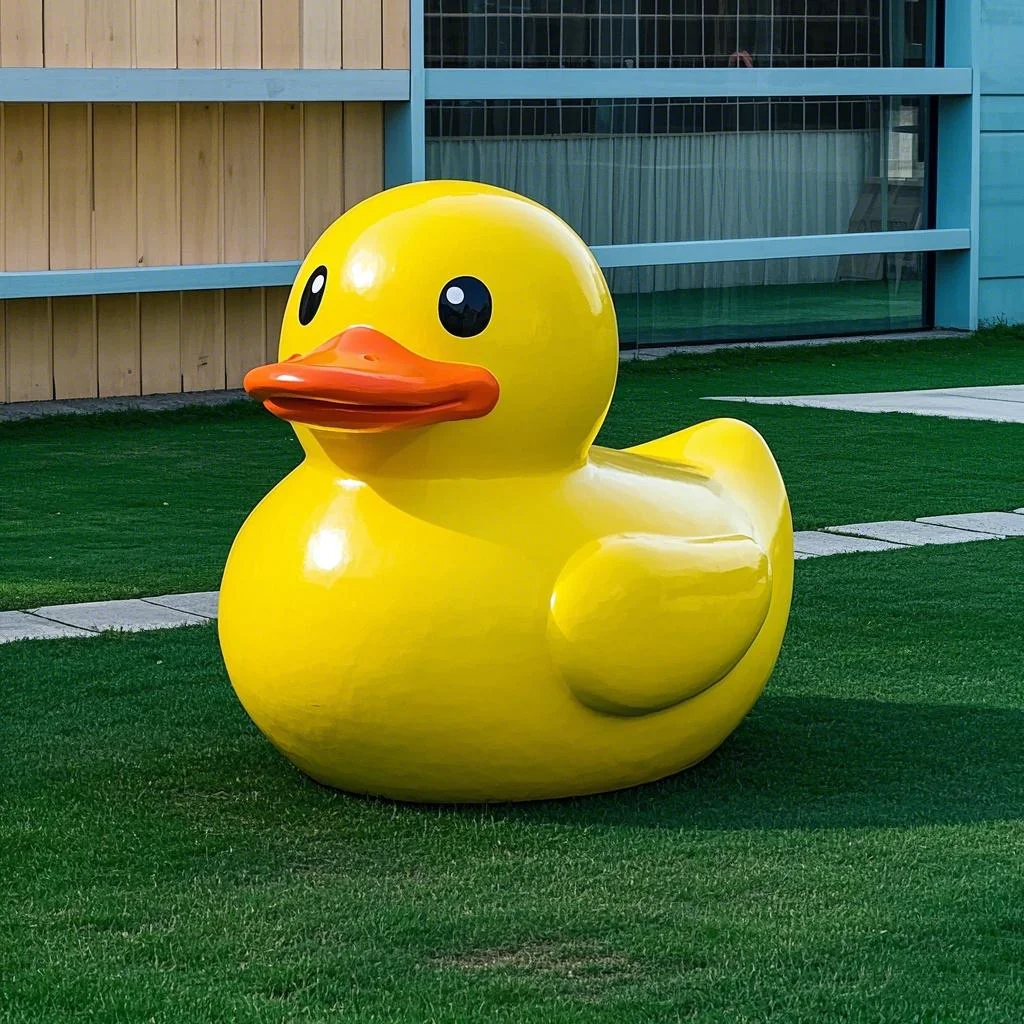 Fiberglass Large Crafts Yellow Duck Sculpture Doorstep Shopping Mall Lovely Doll Character Landmark 3D Cartoon Street Art Statue