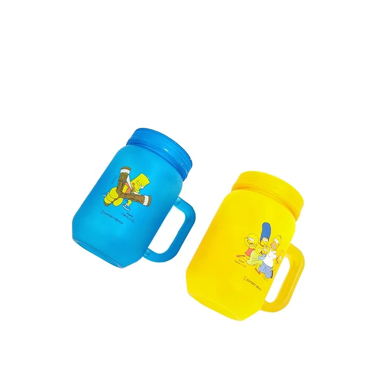 BPA Free round shape plastic Mason Jar With Tin Lid And Straw