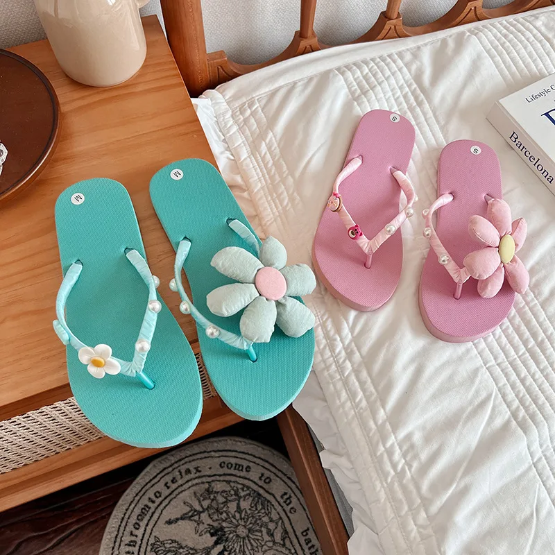 cheap women colorful sandals Beach flower cute shoes women anti slip flip flop summer comfort Lady Outdoor Flipflops
