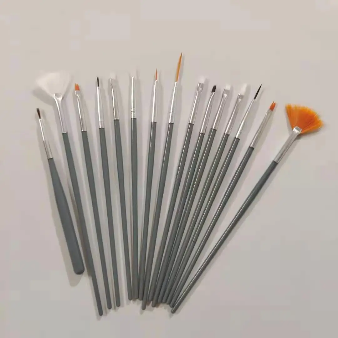15pcs Nail Art Brush Set 4 Colors Nylon Mixing Painting Brush Tools Gel Nail Polish Black Fingernail Brush Manicure Supplier