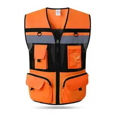 Customized Logo OEM Higher quality high visibility engineer safety vest mesh breathable multi pocket reflective Security jacket